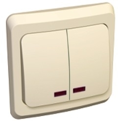 Выключатель двухклавишный ЭТЮД SE с подсветкой крем в Иркутске