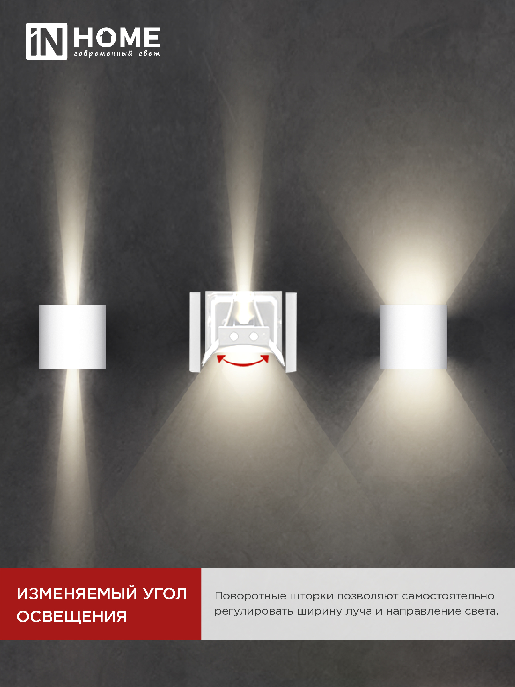 Светильник уличный светодиодный ДБУ DOT-S12W 12Вт 3000К IP54 квадратный белый IN HOME в Иркутске