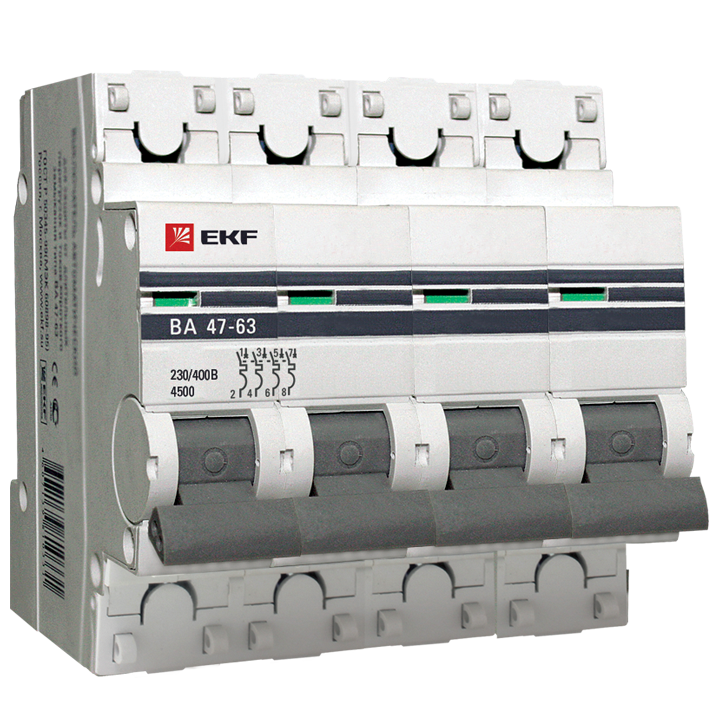 Автоматический выключатель ВА47-63 4Р 50А 4,5кА характеристика С EKF PROxima в Иркутске