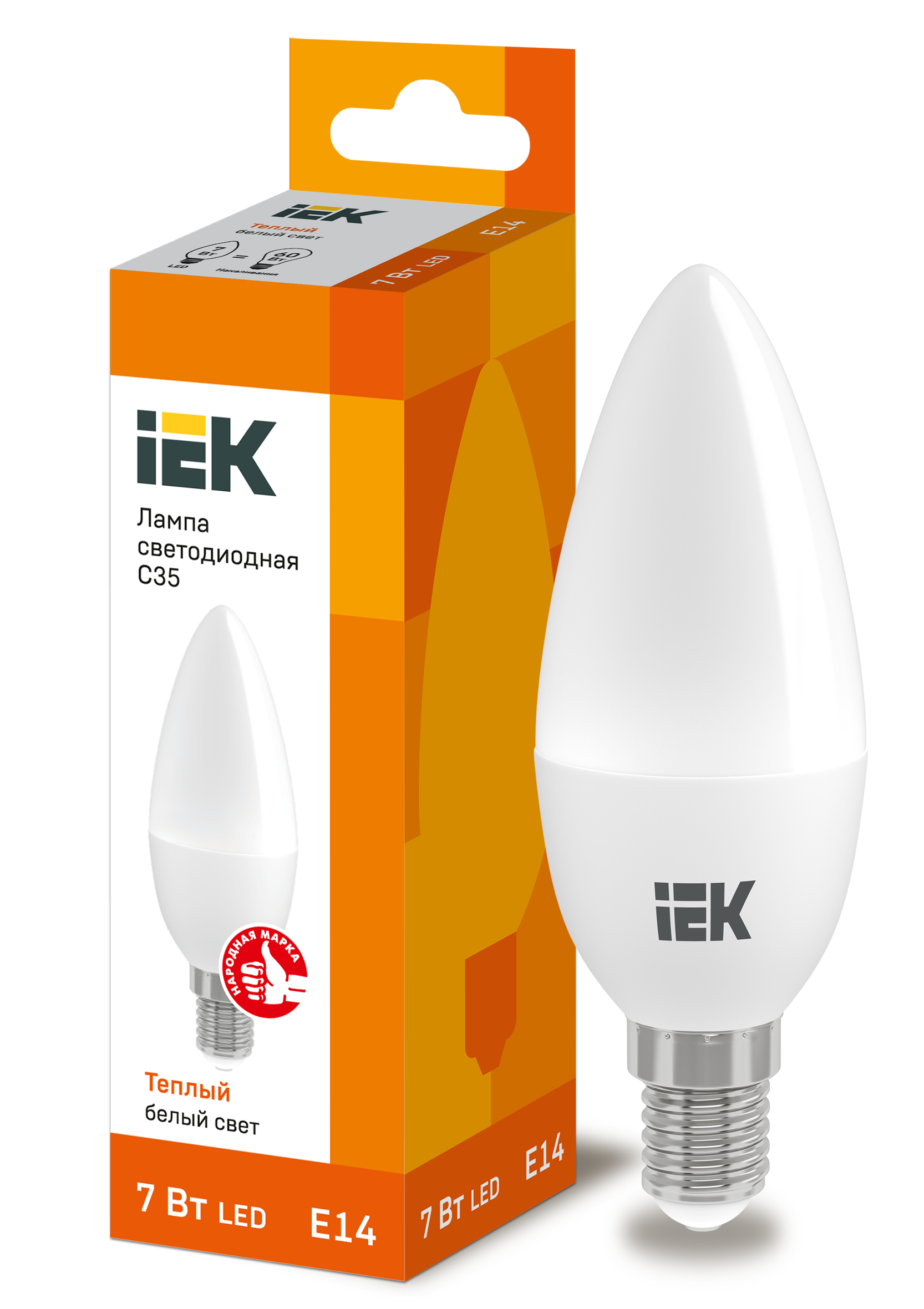 Лампа LED C35 свеча 7Вт 230В 3000К E14 IEK в Иркутске