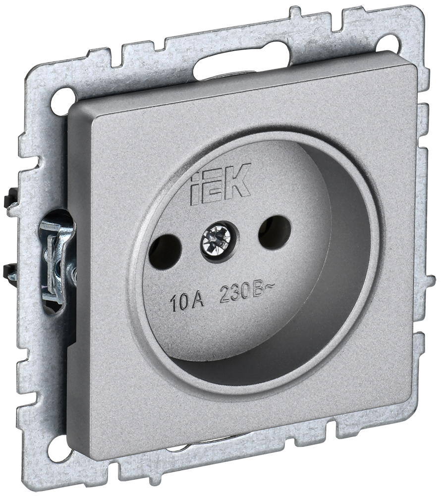 Розетка одинарная 10А BRITE IEK алюминий в Иркутске