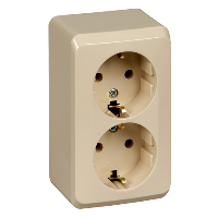 Розетка двойная ЭТЮД SE накладнаяс заземлением крем в Иркутске