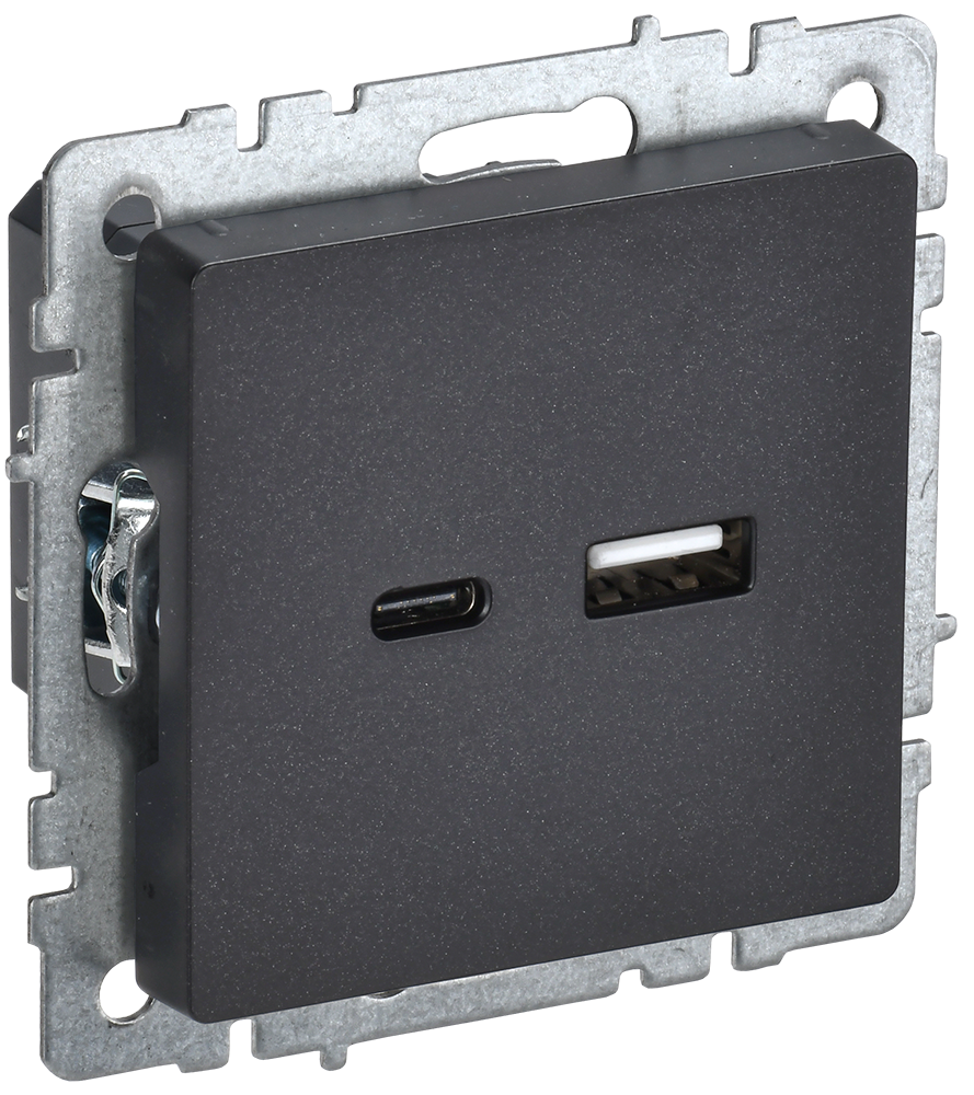 Розетка USB A+C 18Вт BRITE IEK черная в Иркутске