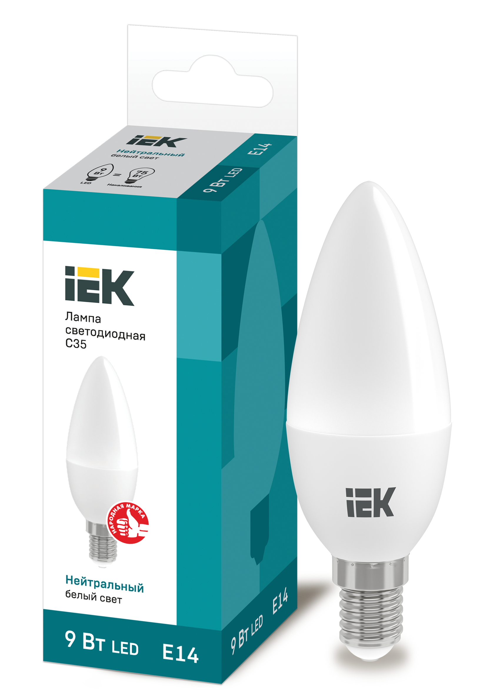 Лампа LED C35 свеча 9Вт 230В 4000К E14 IEK в Иркутске