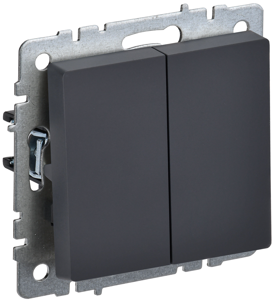 Выключатель двухклавишный 10А BRITE IEK графит в Иркутске