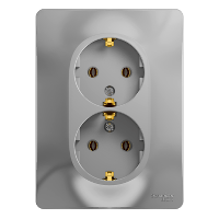 Розетка двойная Glossa SE с заземлением алюминий в сборе в Иркутске