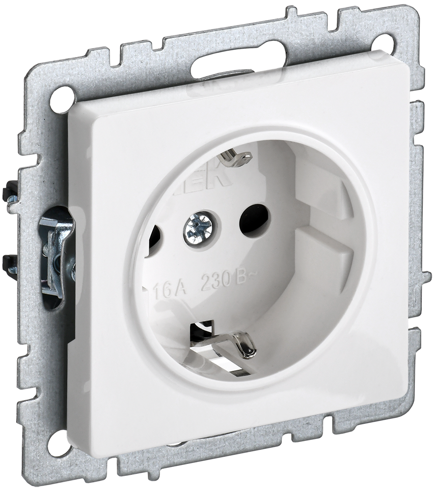 Розетка одинарная с з/к со шторками 16А BRITE IEK белая в Иркутске