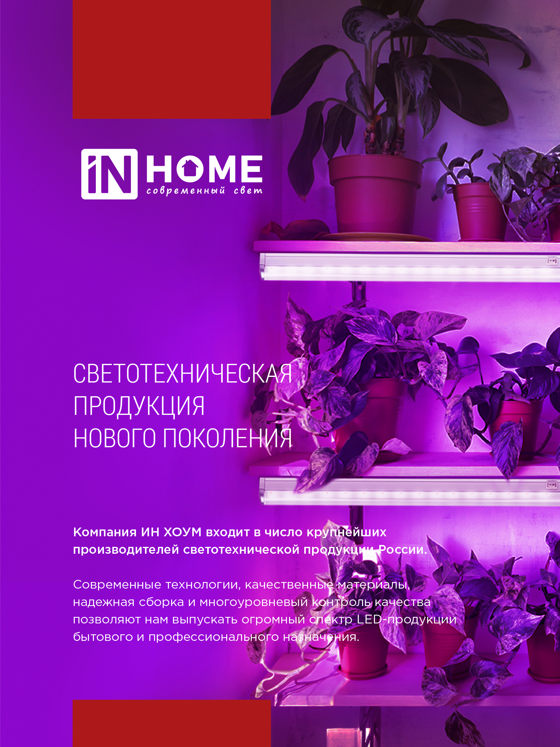 Светильник светодиодный СПБ-Т5 STD-ФИТО красно-синий спектр 10Вт 600мм IN HOME в Иркутске