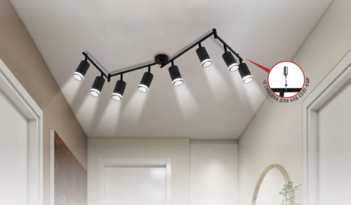 Светильники под лампу GU10 серии НПБ СПОТ НА РЕГУЛИРУЕМОЙ ШТАНГЕ