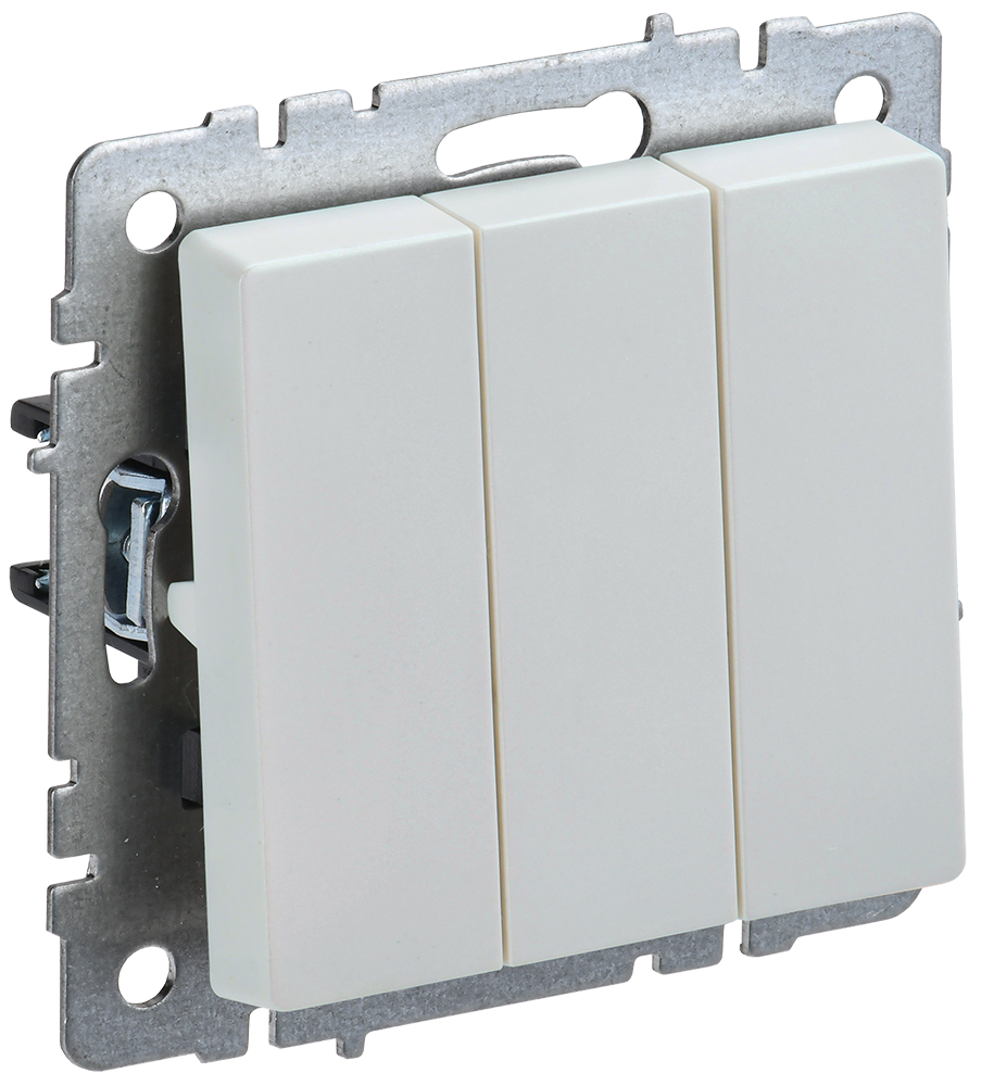 Выключатель трехклавишный 10А BRITE IEK жемчуг в Иркутске