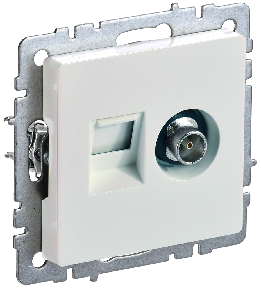 Розетка двойная телевизионная+RJ45 кат.5E BRITE IEK жемчуг в Иркутске