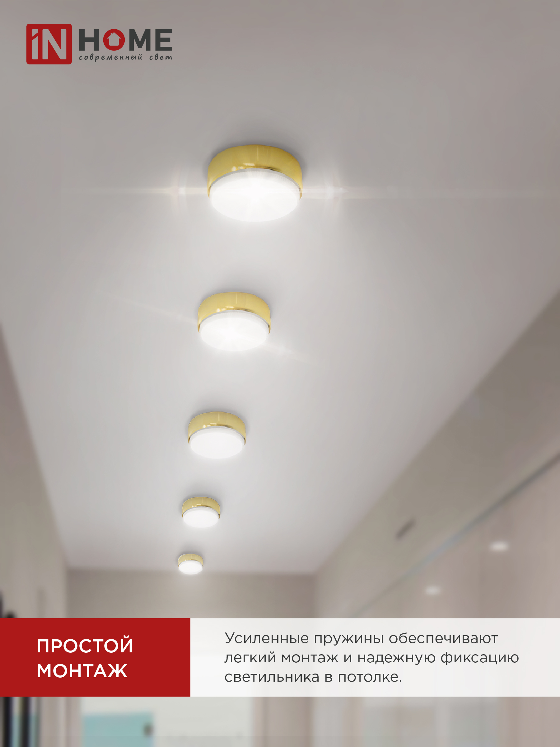 Светильник накладной GX53S-standard RG металл под лампу GX53 золото IN HOME в Иркутске