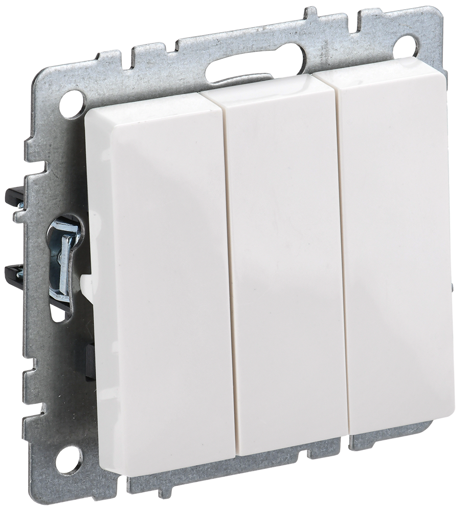 Выключатель трехклавишный 10А BRITE IEK белый в Иркутске