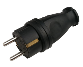 Вилка прямая с заземлением каучук 16А IP44 черная 9210 IN HOME в Иркутске