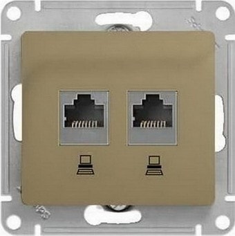 Розетка 2ая компьютерная RJ45+RJ45 Glossa титан в Иркутске