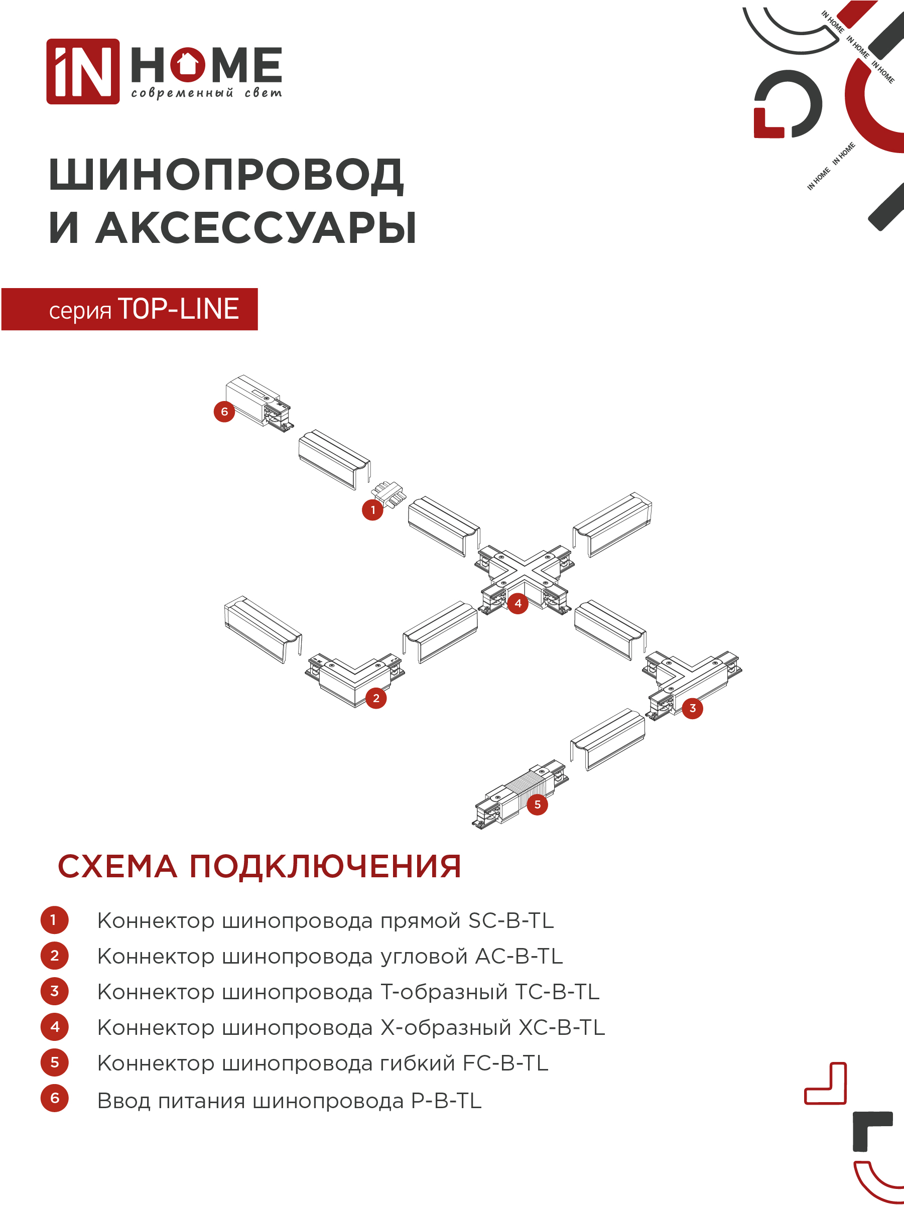 Светильник трековый подвесной TP-GX53-TL 82RW под лампу GX53 с подсветкой 80мм, шнур 1м, белый IN HOME в Иркутске