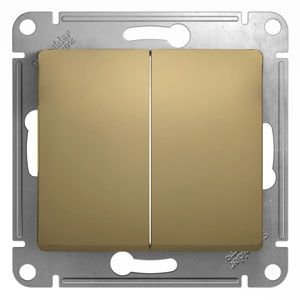 Выключатель двухклавишный Glossa SE титан в Иркутске