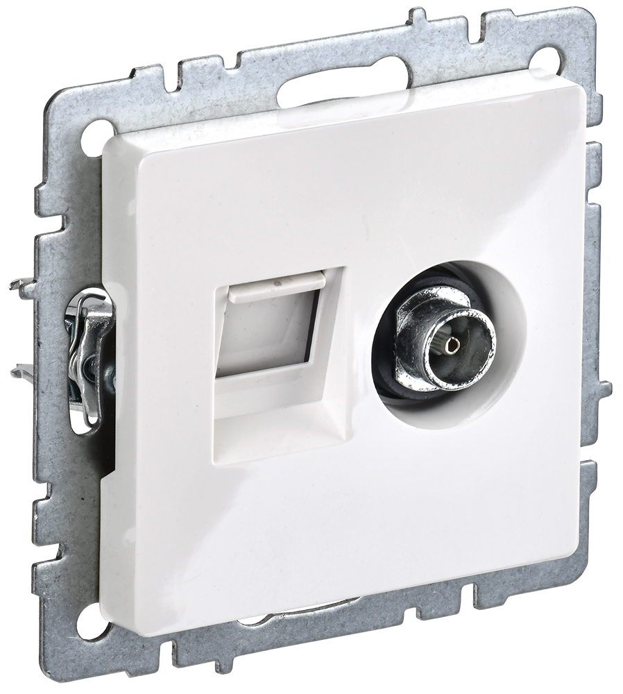 Розетка двойная телевизионная+RJ45 кат.5E BRITE IEK белая в Иркутске