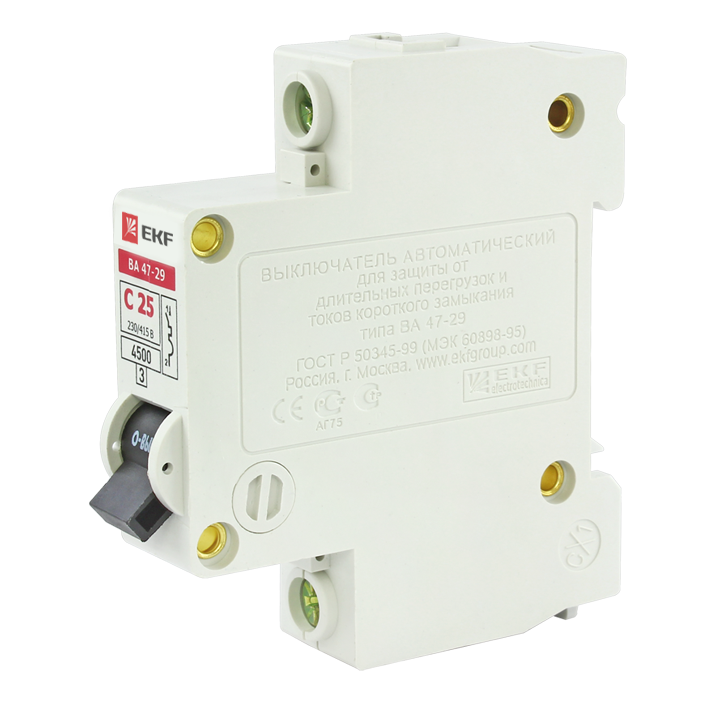 Автоматический выключатель ВА 47-29 1Р 25А 4,5кА характеристика С EKF Basic в Иркутске