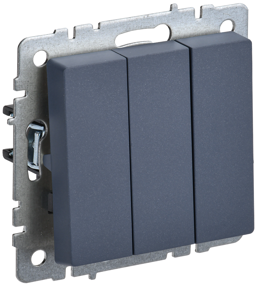 Выключатель трехклавишный 10А BRITE IEK маренго в Иркутске