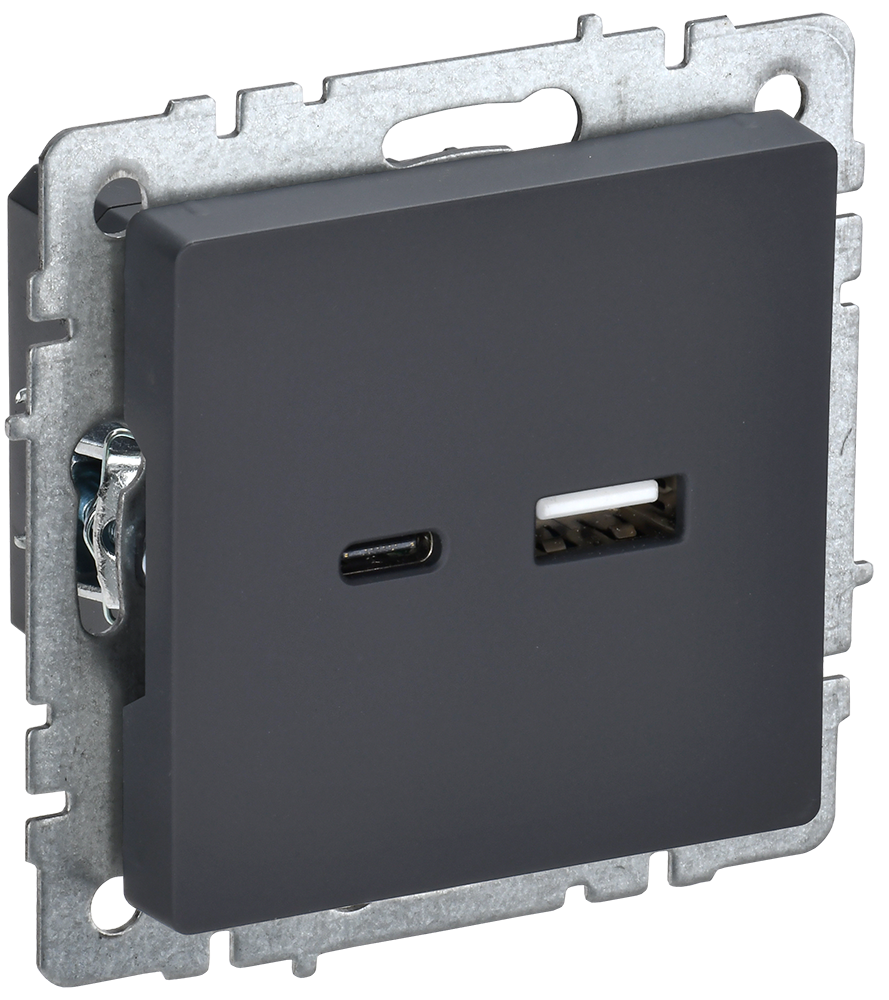 Розетка USB A+C 18Вт BRITE IEK графит в Иркутске