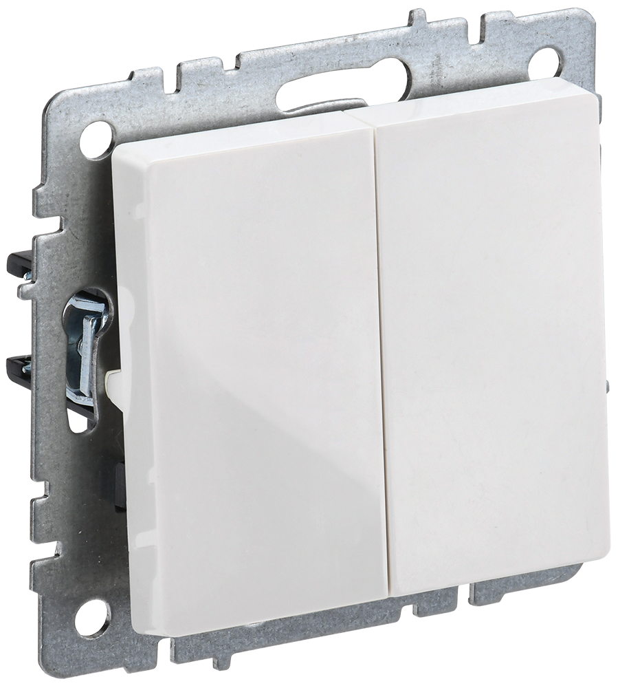 Выключатель двухклавишный 10А BRITE IEK белый в Иркутске