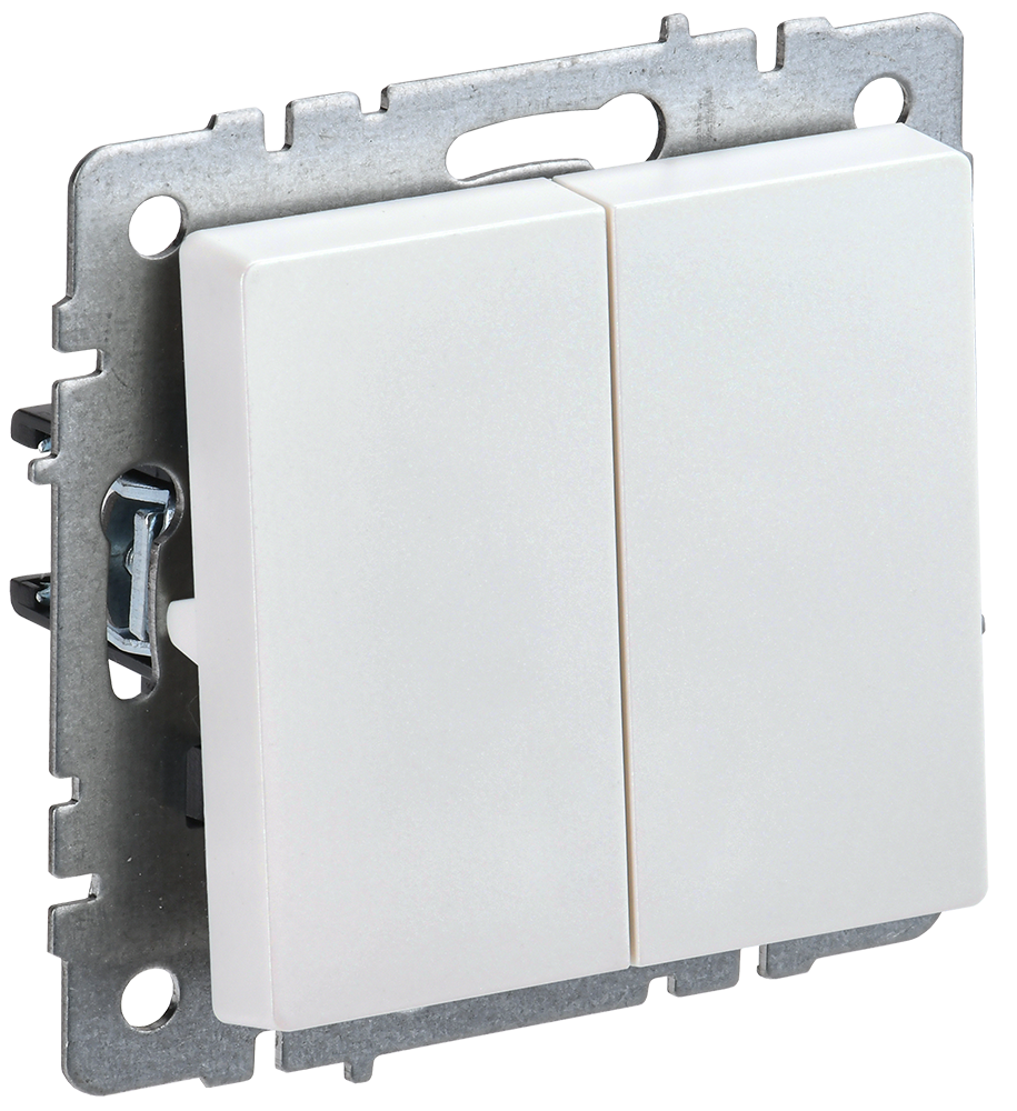 Выключатель двухклавишный проходной 10А BRITE IEK жемчуг в Иркутске