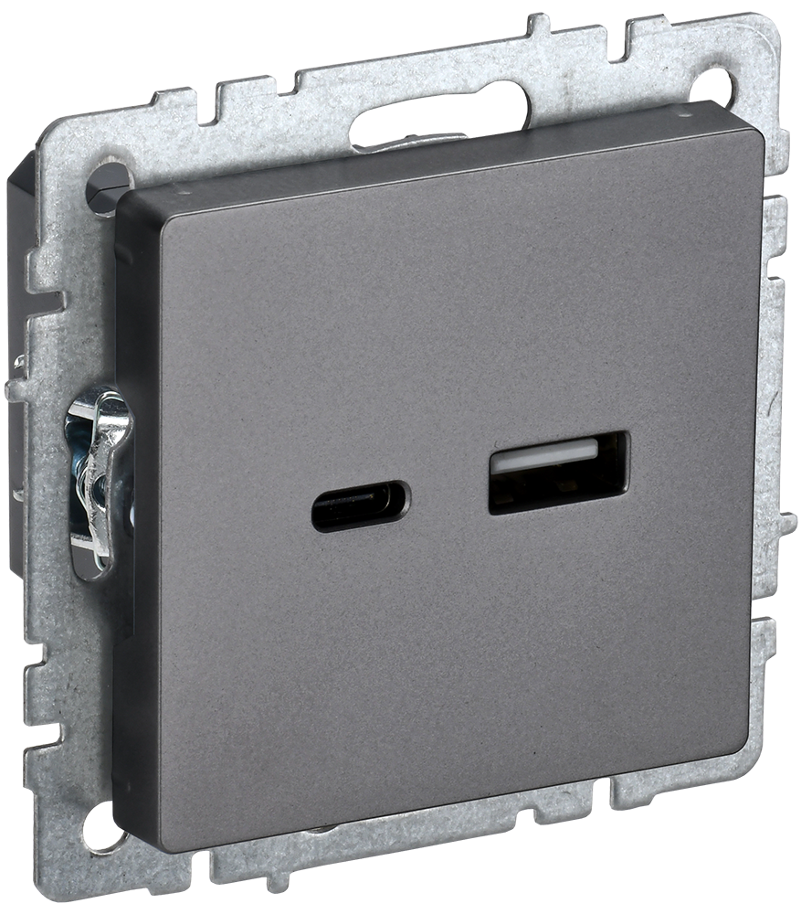 Розетка USB A+C 18Вт BRITE IEK сталь в Иркутске