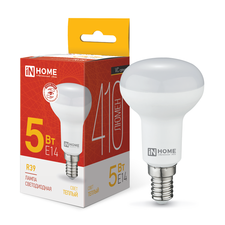 Лампа светодиодная LED-R39-VC 5Вт 230В Е14 3000К 410Лм IN HOME в Иркутске