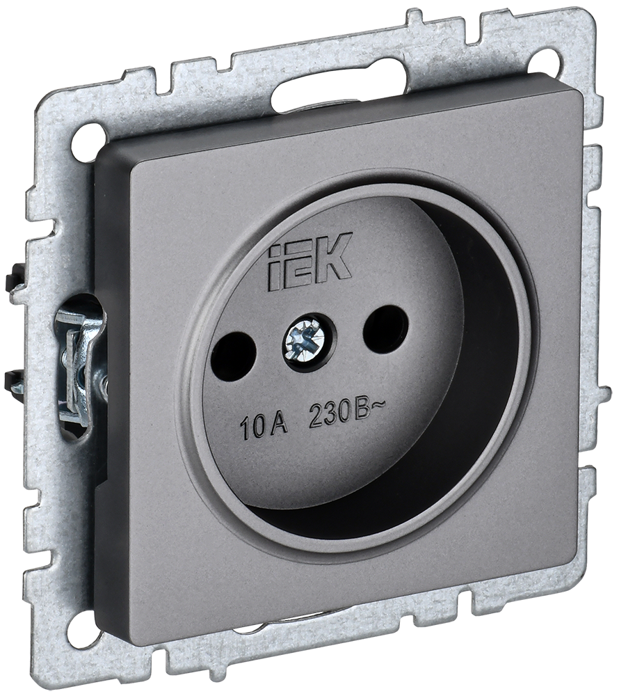 Розетка одинарная 10А BRITE IEK сталь в Иркутске