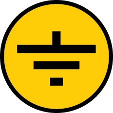 Самоклеящаяся этикетка символ "Заземление" 30х30 мм в Иркутске