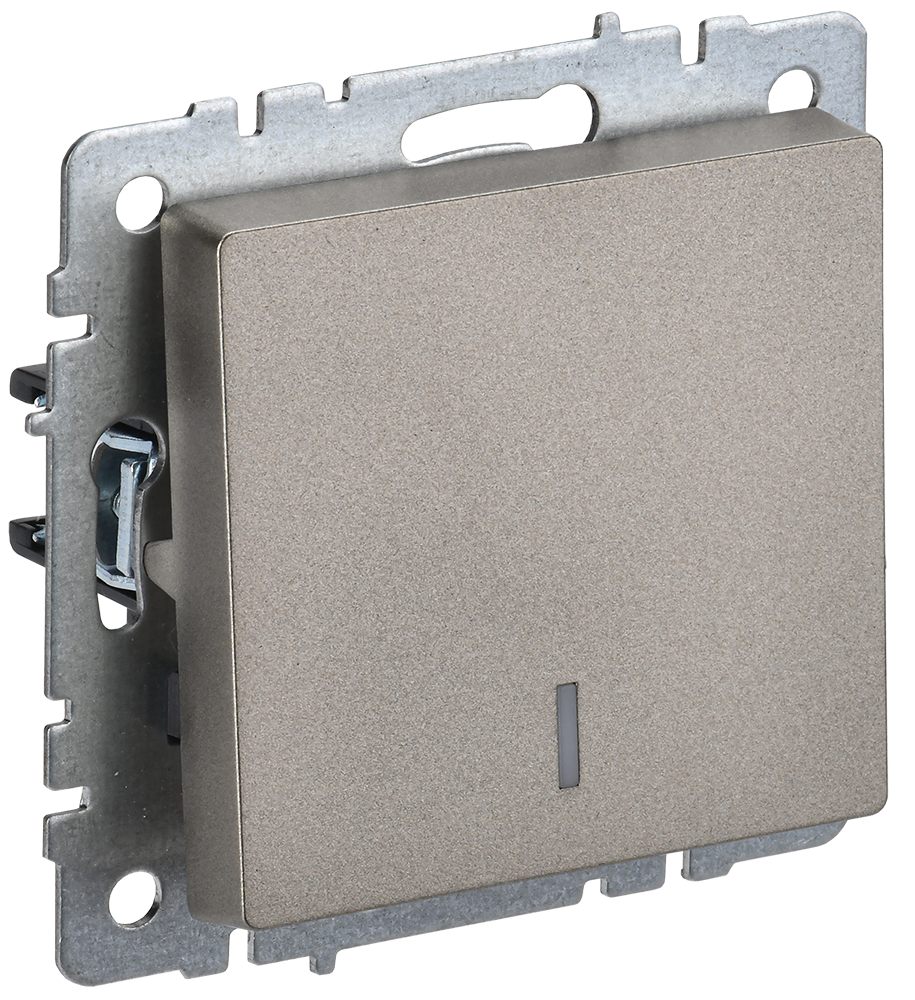 Выключатель одноклавишный с подсветкой 10А BRITE IEK шампань в Иркутске