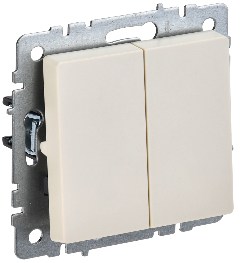 Выключатель двухклавишный 10А BRITE IEK бежевый в Иркутске