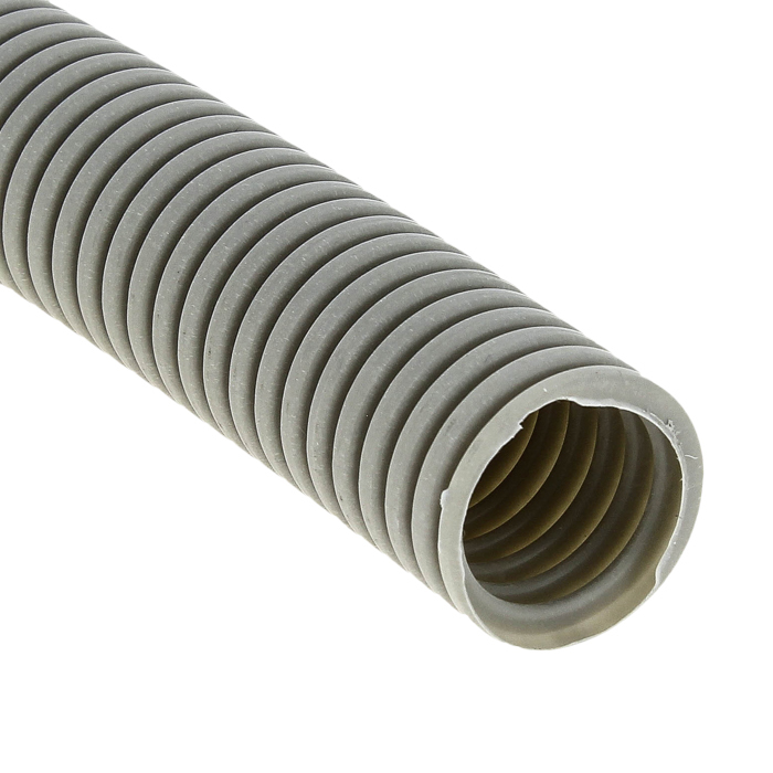 Труба гофрированная ПВХ с протяжкой d=25 мм (50 м) серая Plast EKF в Иркутске