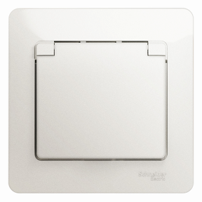 Розетка одинарная Glossa SE со шторками с крышкой с заземлением перламутр в сборе в Иркутске