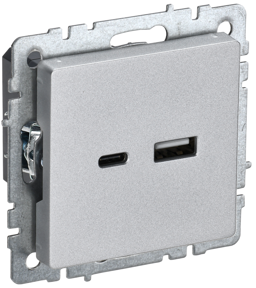 Розетка USB A+C 18Вт BRITE IEK алюминий в Иркутске