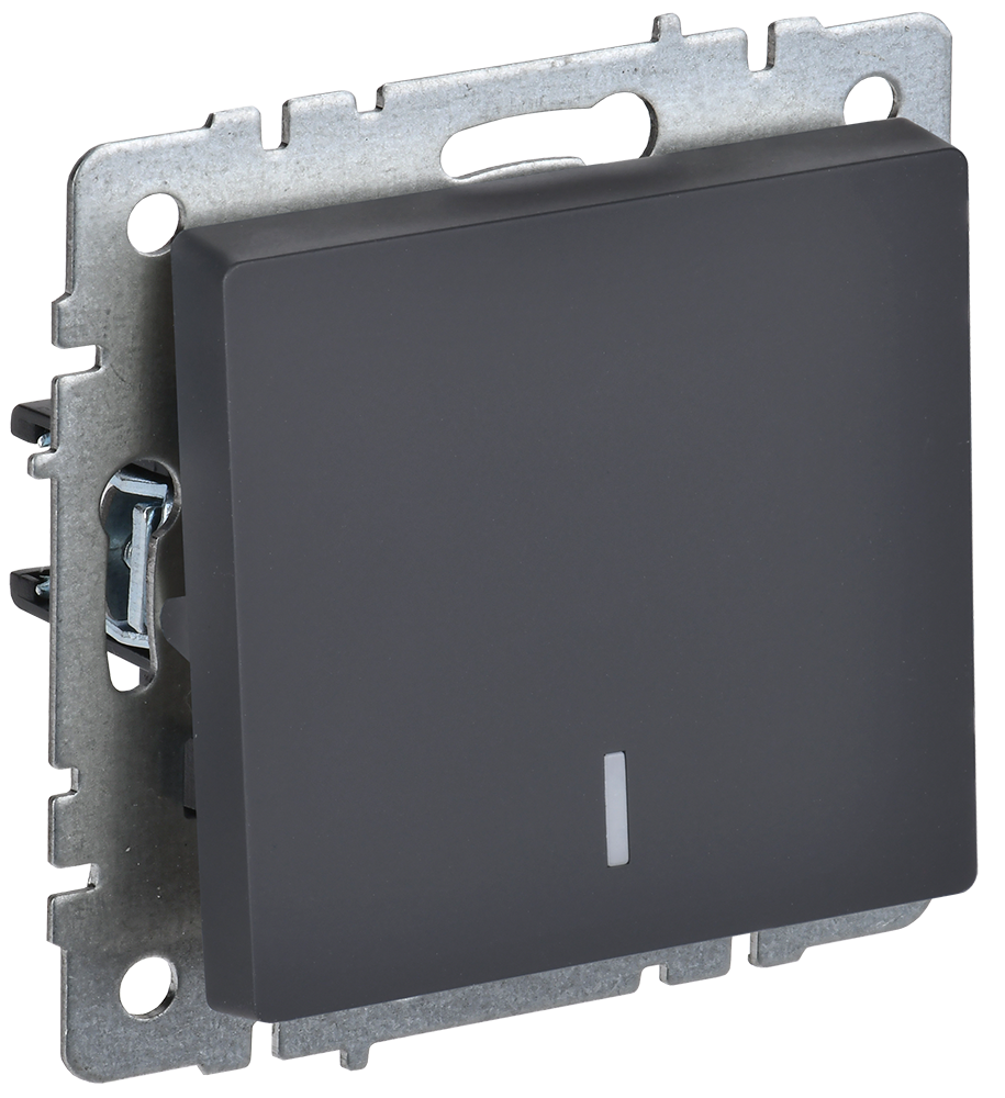 Выключатель одноклавишный с подсветкой 10А BRITE IEK графит в Иркутске