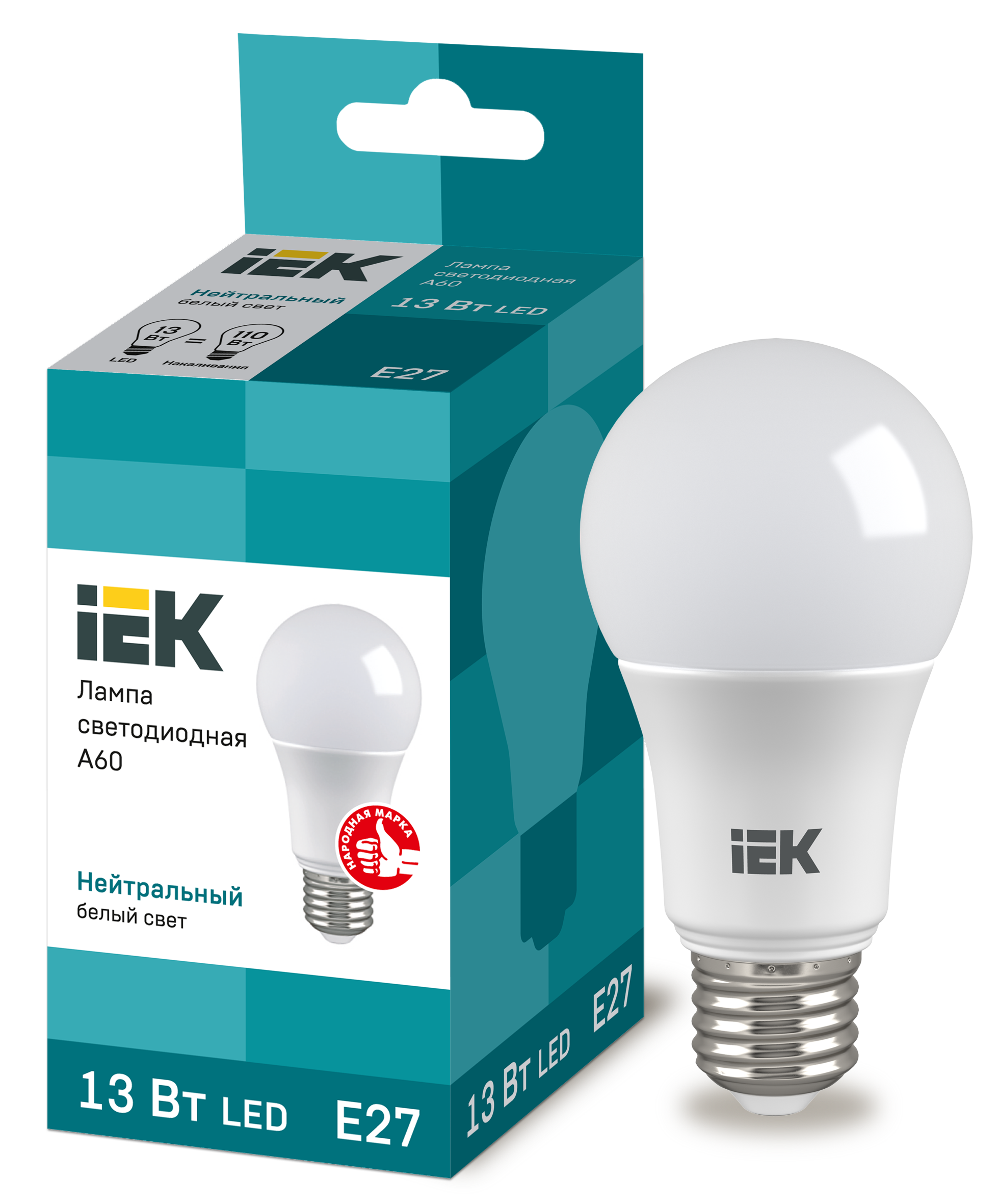 Лампа LED A60 груша 13Вт 230В 4000К E27 IEK в Иркутске