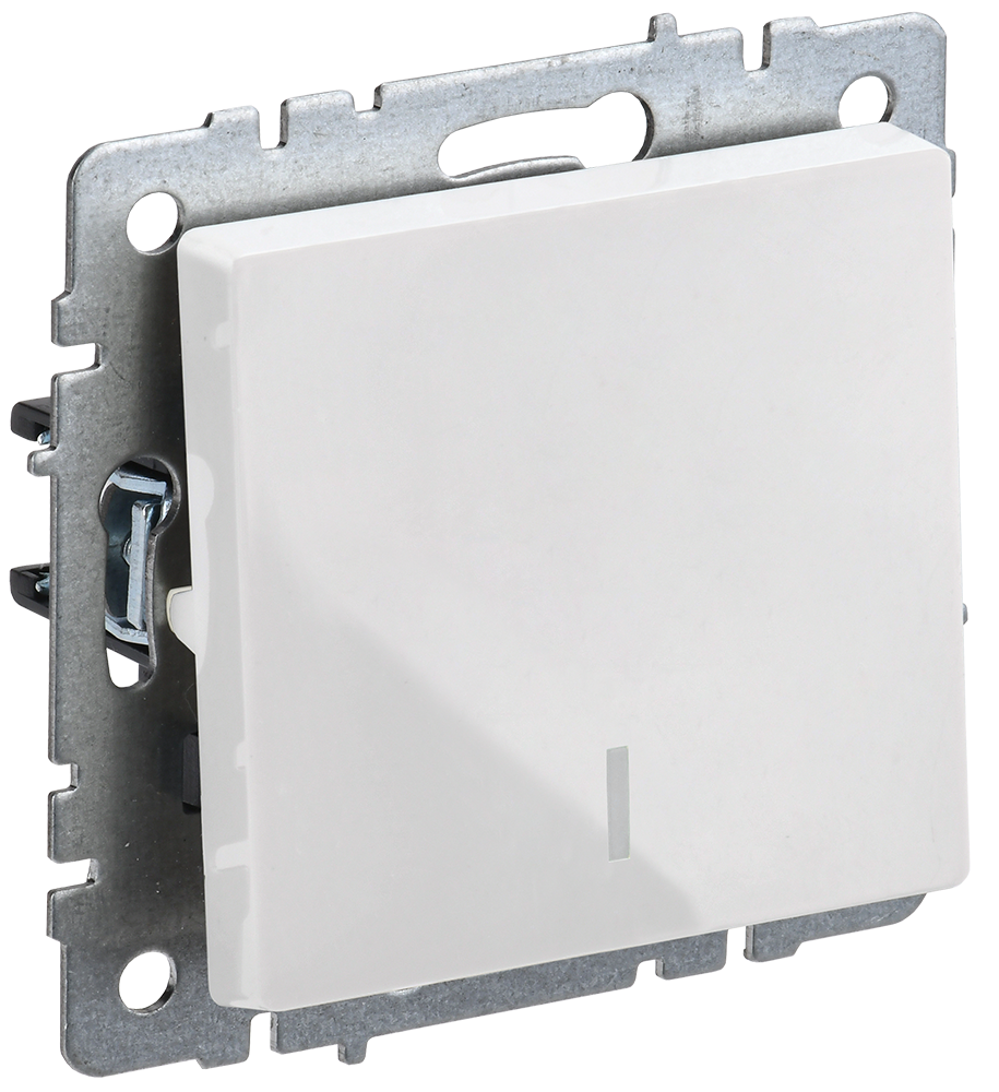 Выключатель одноклавишный с подсветкой 10А BRITE IEK белый в Иркутске