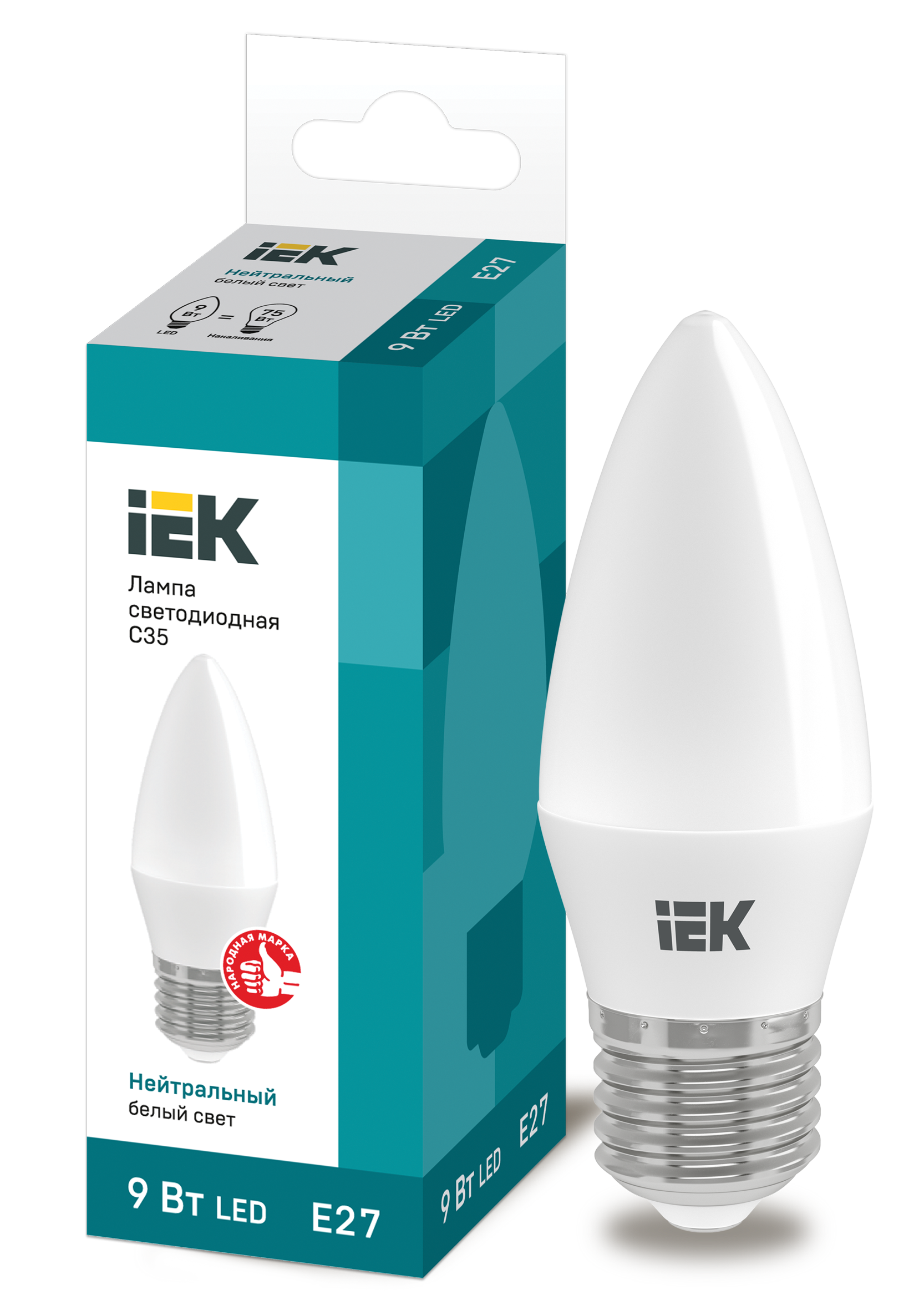 Лампа LED C35 свеча 9Вт 230В 4000К E27 IEK в Иркутске