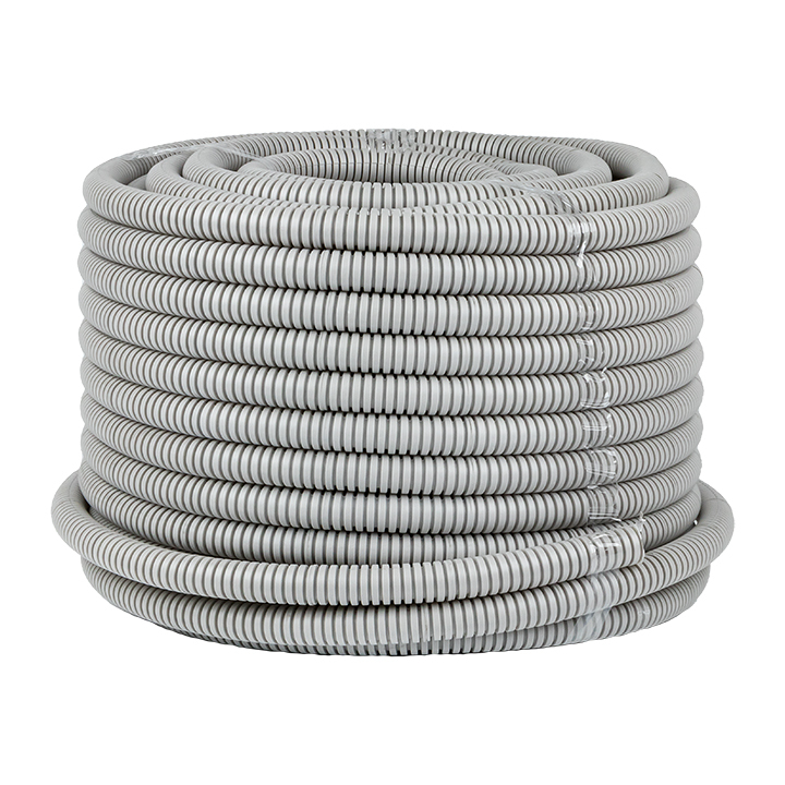 Труба гофрированная ПВХ с протяжкой d=20 мм (50 м) серая Plast EKF в Иркутске