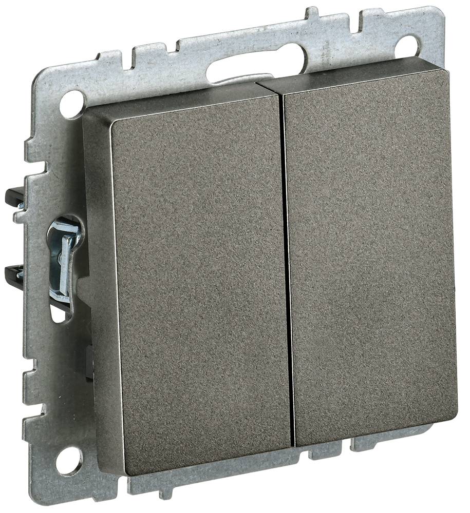 Выключатель двухклавишный 10А BRITE IEK бронза в Иркутске