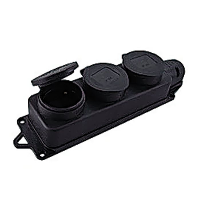 Розетка стационарная EKF 2Р+Е 16А 220В прямая каучуковая трехместная в Иркутске