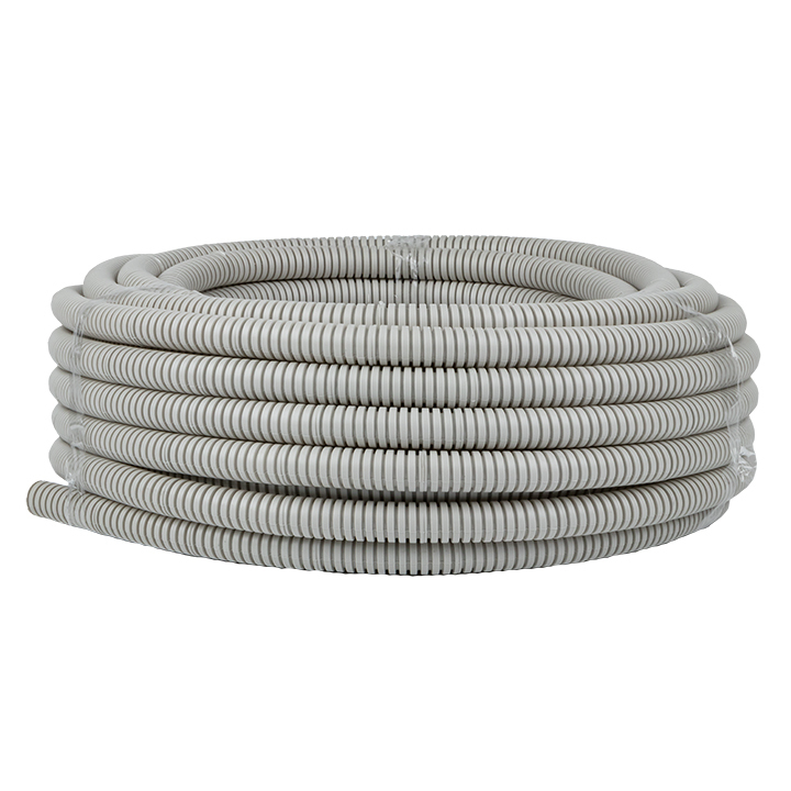 Труба гофрированная ПВХ с протяжкой d=20 мм (50 м) серая Plast EKF в Иркутске