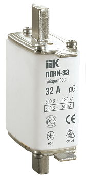 Плавкая вставка предохранителя ППНИ-33, габарит 00С, 32А IEK в Иркутске