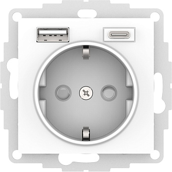 Розетка одинарная + USB A + тип-C AtlasDesign SE белая в Иркутске