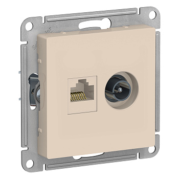 Розетка двойная ТВ+компьютерная AtlasDesign SE бежевая в Иркутске