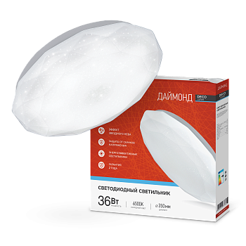 Светильник светодиодный серии DECO ДАЙМОНД 36Вт 230В 6500К 3240Лм 380х55мм IN HOME в Иркутске