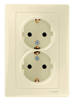 Розетка двойная SEDNA Schneider Electric с заземлением крем в Иркутске