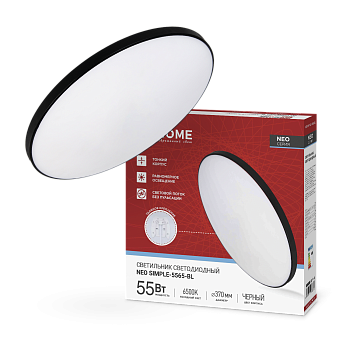 Светильник светодиодный NEO SIMPLE-5565-BL 55Вт 230В 6500K 4400Лм 375x59мм черный IN HOME в Иркутске